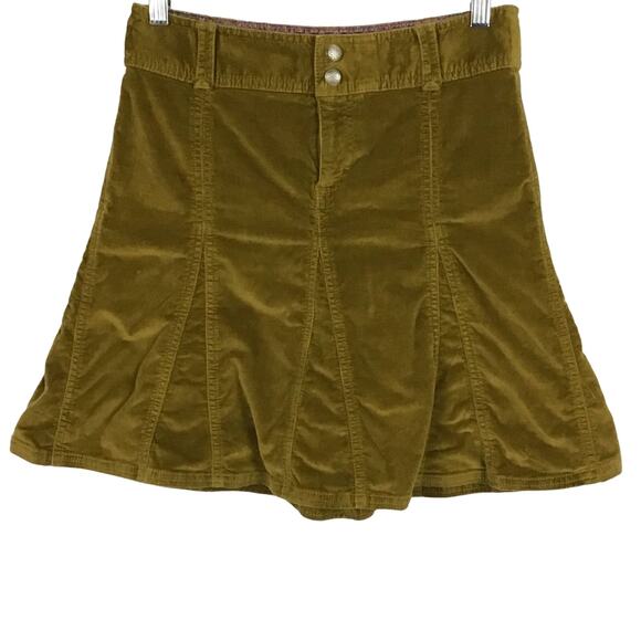 Athleta Whenever Cord Skirt Velvet Old Gold Mustard A Line Corduroy Mini Skirt 0 - Picture 5 of 12